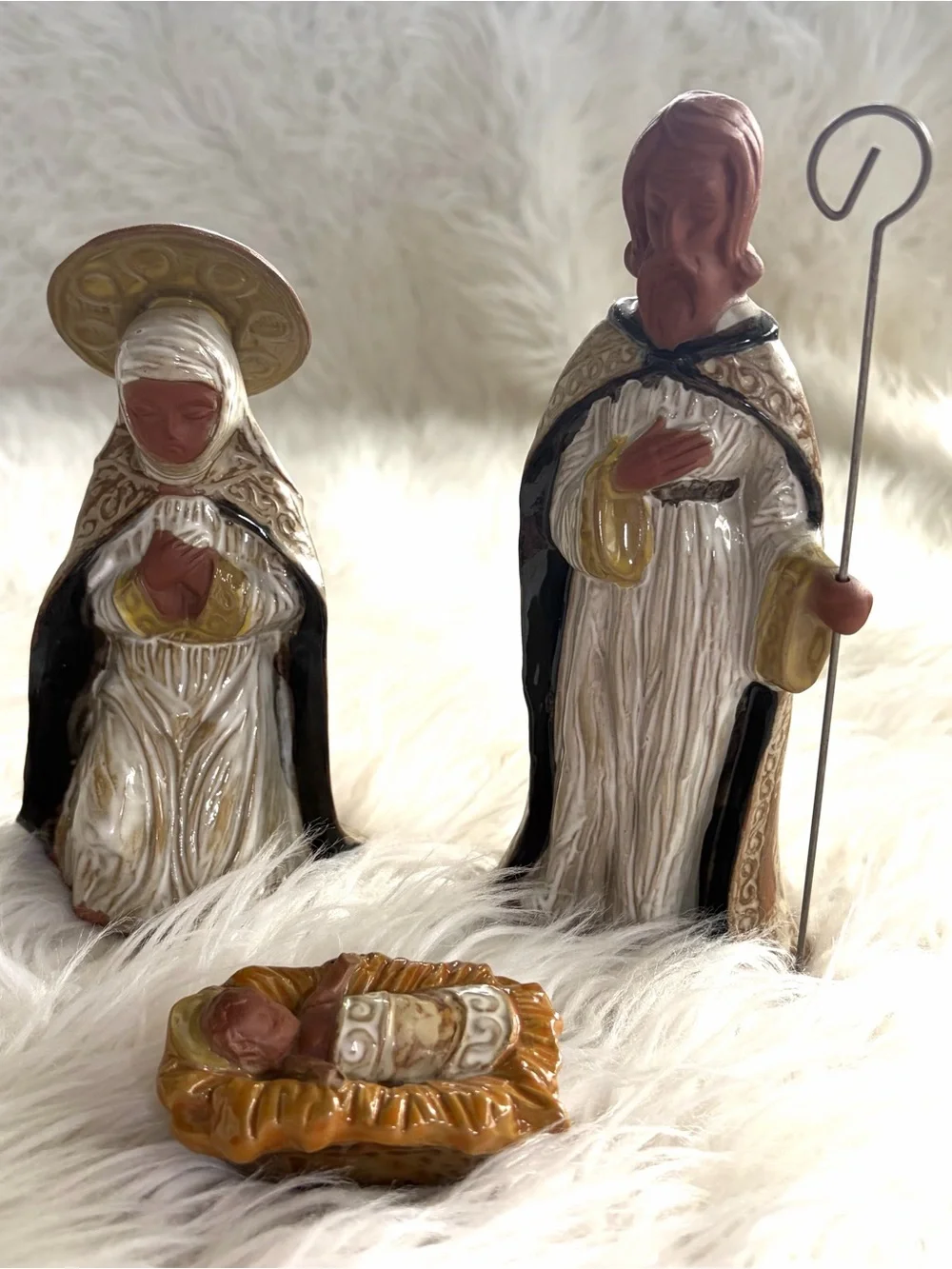 Vintage Noritake terracotta Ceramic Nativity Set